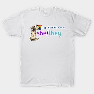 My Pronouns with Chocolate (She/They) T-Shirt